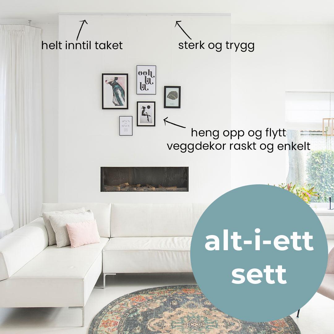 Click Rail 200 cm - En diskré opphengsskinne: mestselgende produkt alt-i-ett sett - Bildeopphengssystem