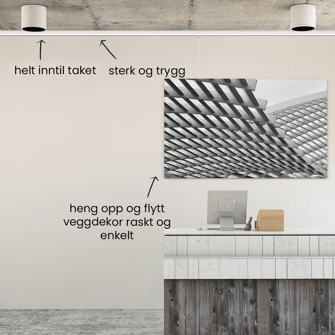 Artiteq Click Rail Pro 200 cm - Oppheng av tyngre kunstverk, elevarbeider og informasjon - Bildeopphengssystem