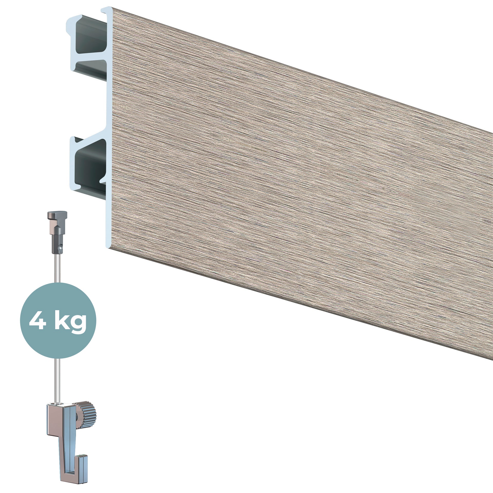 Artiteq Click Rail Bilderschiene – 200 Cm, Schwarz, Komplettset Für Wandschonendes Aufhängen, 30 Kg/m